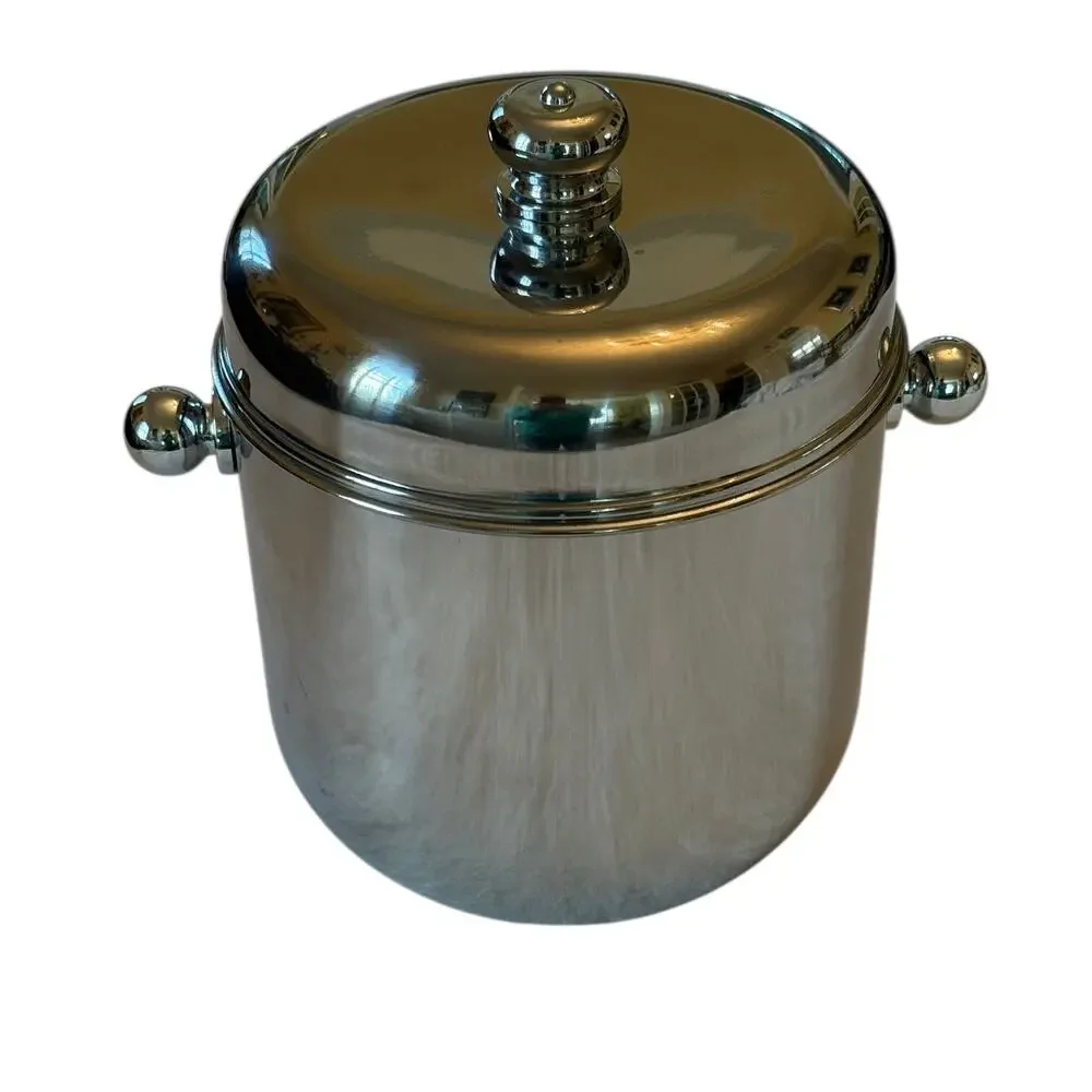 Vintage Godinger Stainless Steel Vodka on Ice Bucket With Five Shot Glasses